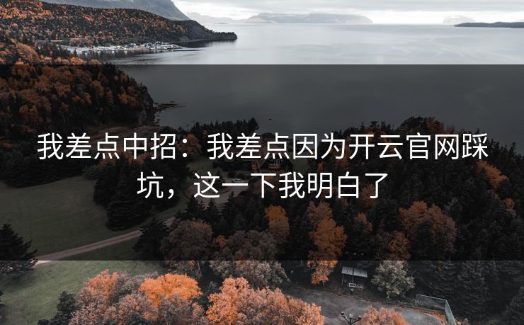 我差点中招:我差点因为开云官网踩坑,这一下我明白了 我差点中招:我差点因为开云官网踩坑,这一下我明白了